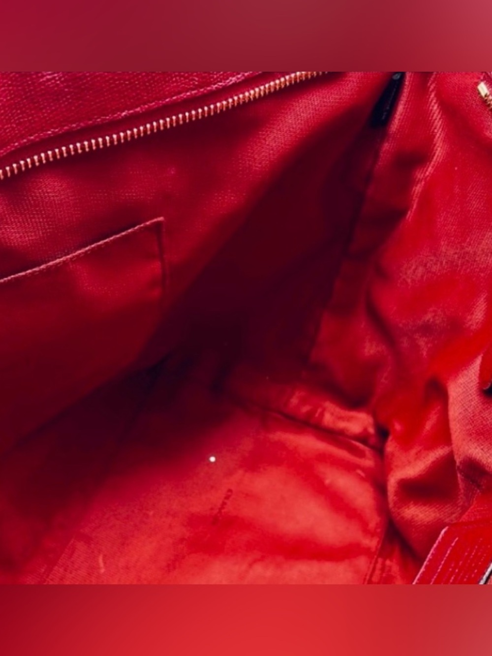“Coach - Taxi” Red Crossgrain Leather Tote Bag. - Picture 4 of 5